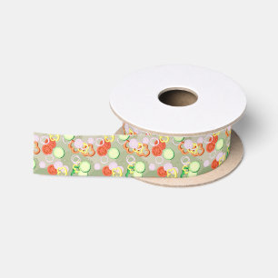 Texture With Slices Of Vegetables Satin Ribbon