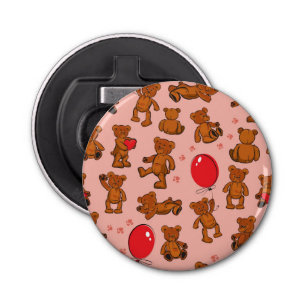 Texture With Teddy Bears, Hearts Bottle Opener