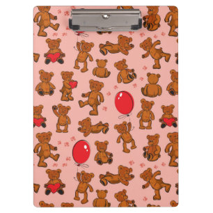 Texture With Teddy Bears, Hearts Clipboard