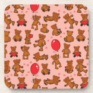 Texture With Teddy Bears, Hearts Coaster