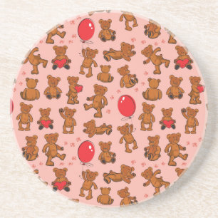 Texture With Teddy Bears, Hearts Coaster