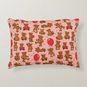 Texture With Teddy Bears, Hearts Decorative Cushion