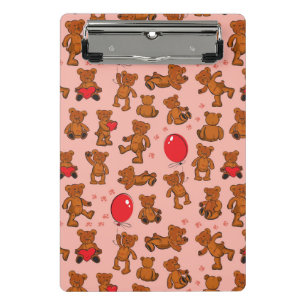 Texture With Teddy Bears, Hearts Mini Clipboard