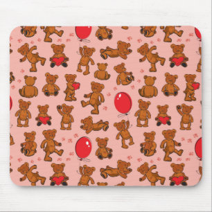 Texture With Teddy Bears, Hearts Mouse Mat