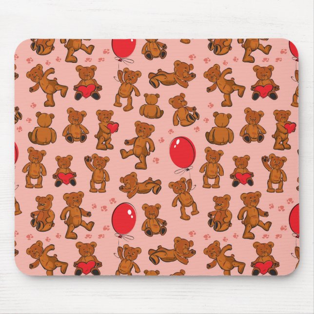 Texture With Teddy Bears, Hearts Mouse Mat (Front)