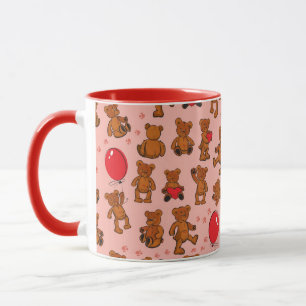 Texture With Teddy Bears, Hearts Mug