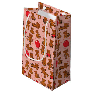 Texture With Teddy Bears, Hearts Small Gift Bag