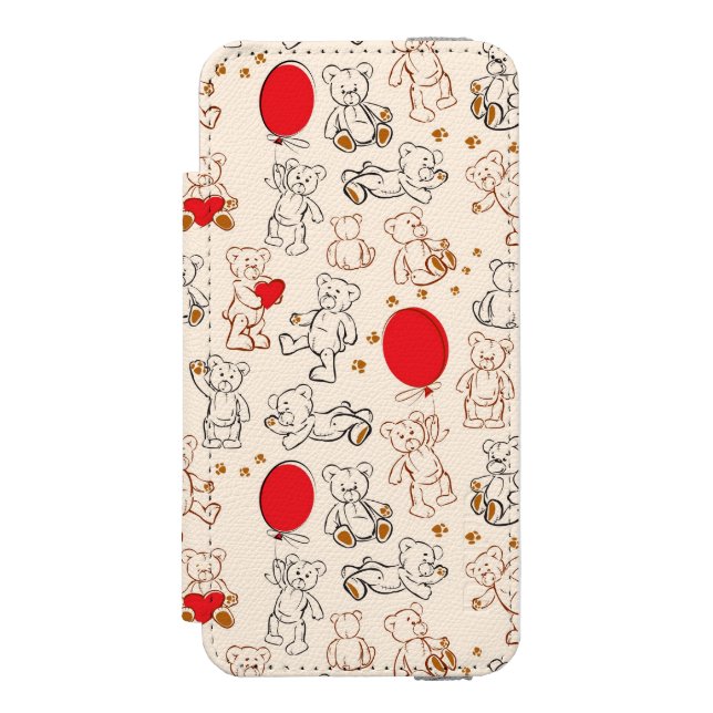 Texture With Teddy Bears Incipio iPhone Wallet Case (Folio Front)