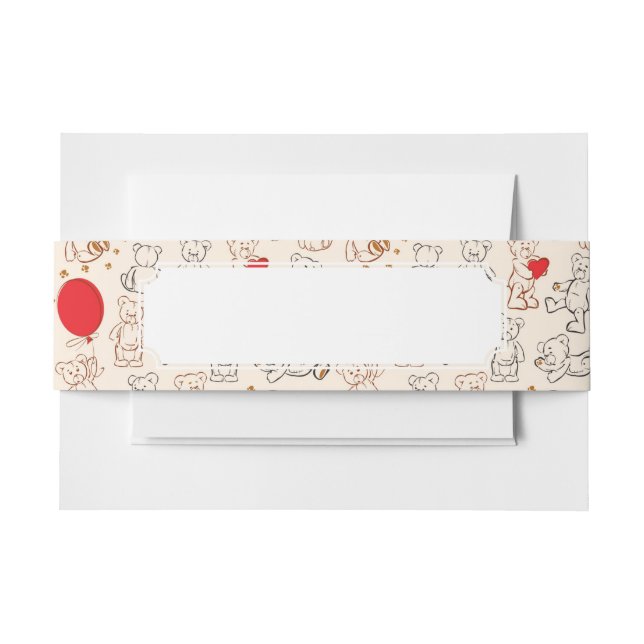 Texture With Teddy Bears Invitation Belly Band (Front Example)