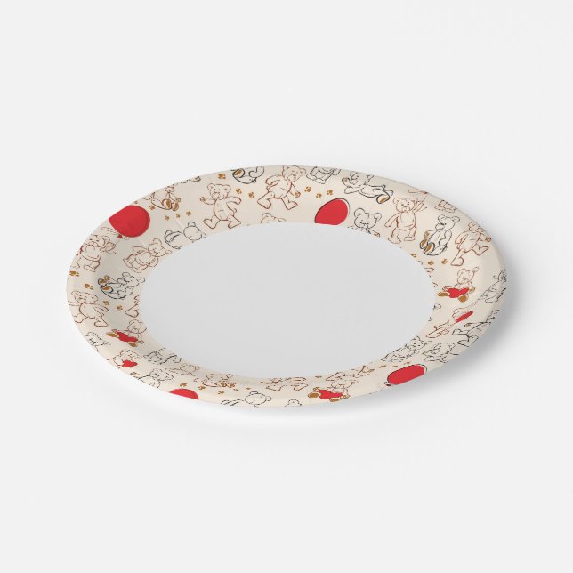 Texture With Teddy Bears Paper Plate (Angled)