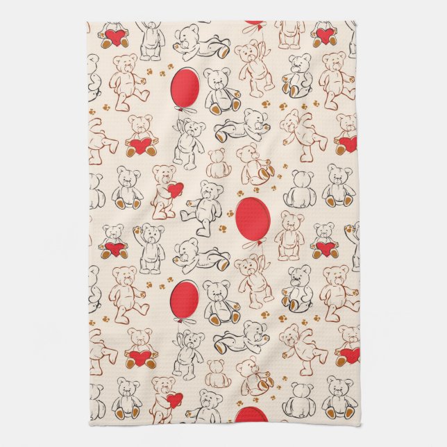 Texture With Teddy Bears Tea Towel (Vertical)