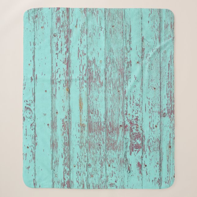 Texture wood barn aqua background sherpa blanket (Front)