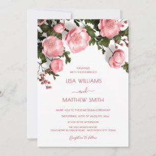  Textured 3D Roses  White Wedding    Photo Invitation