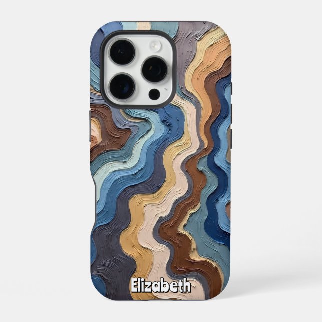Textured Abstract Waves iPhone Case (Back)