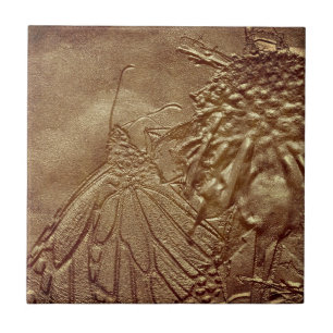 Textured Aged Butterfly Nature Art Tile
