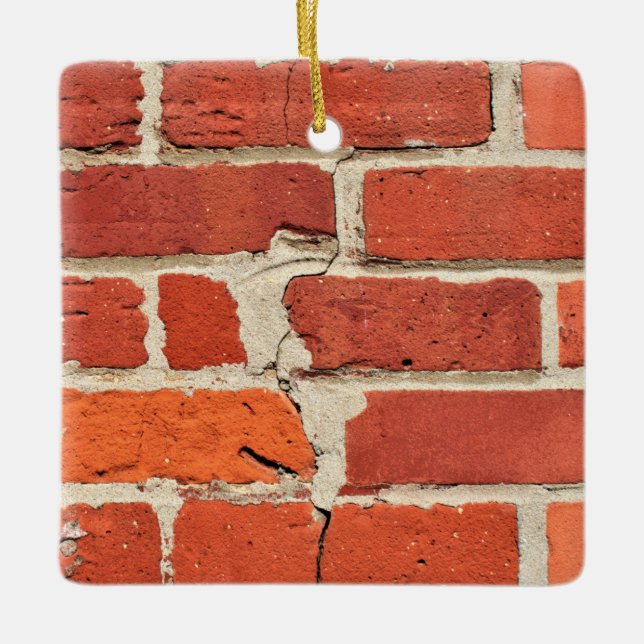 Textured and Cracked Red Brick Wall Print  Ceramic Ornament (Front)