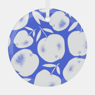 Textured Apple Silhouettes: Hand-Drawn Pattern Glass Tree Decoration
