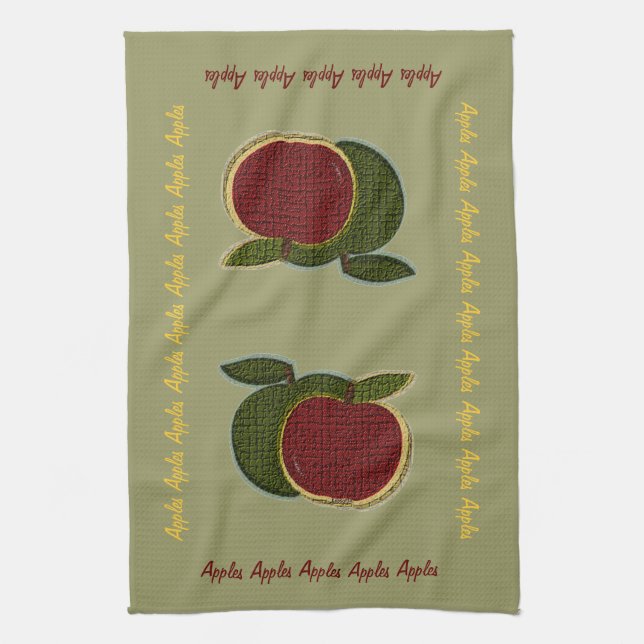 Textured Apples (sage) Tea Towel (Vertical)