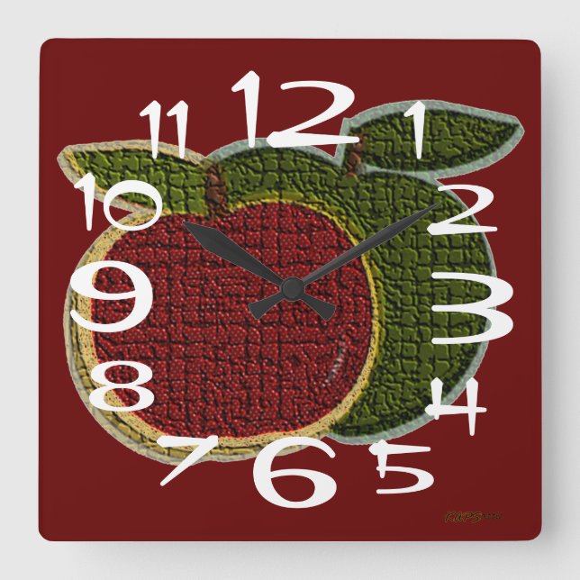 Textured Apples Square Wall Clock (Front)