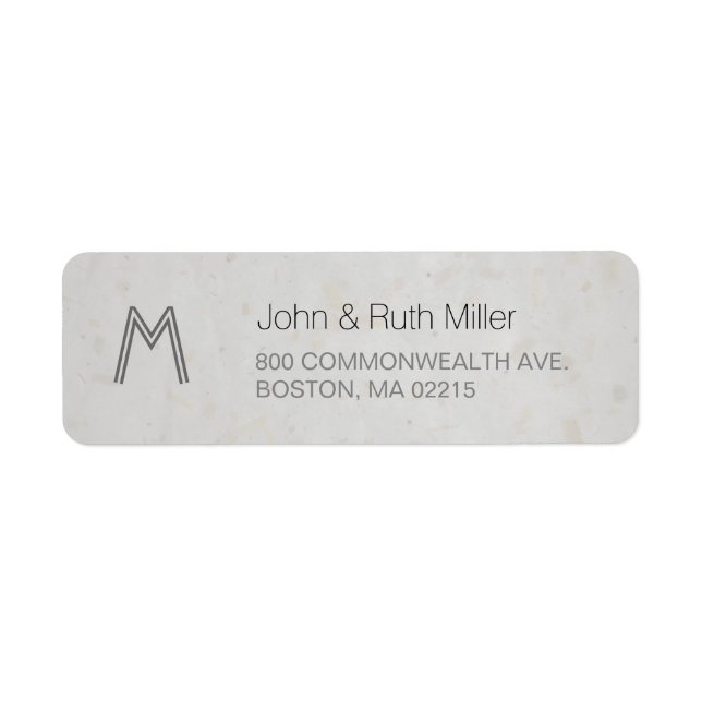 Textured Bamboo Paper 1 Monogram Address Labels (Front)