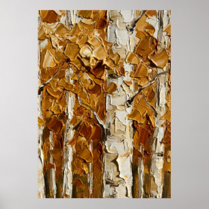 Textured Birch Tree Artwork Poster