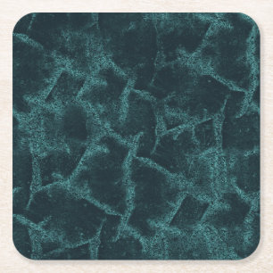 Textured black and turquoise square paper coaster