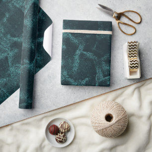 Textured black and turquoise with granite texture  wrapping paper