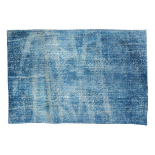 Textured Blue Denim Close-Up Pillowcase