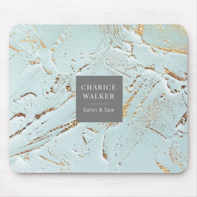 textured blue gold modern monogram Mousepad (Front)