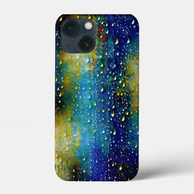 Textured Blue Yellow Crisp Clear Raindrop Abstract Case-Mate iPhone Case (Back)