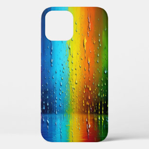 Textured Blue Yellow Orange Green Rainbow Pattern iPhone 12 Case