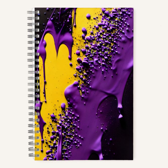 Textured Blue Yellow Red Purple Fun Paint Beaded Notebook (Front)