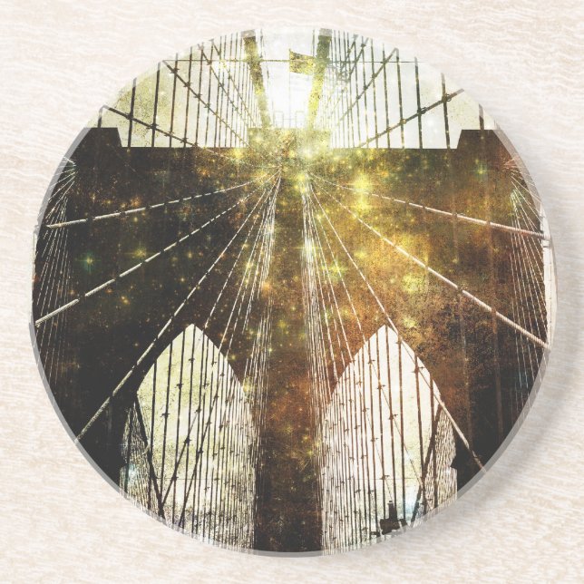 Textured Blur Brooklyn Bridge Coaster (Front)