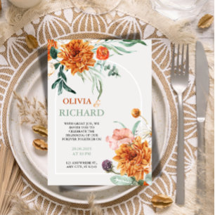 Textured Boho Pampas Grass Wedding Invitation