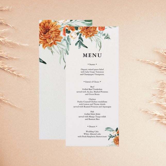 Textured Boho Pampas Grass Wedding Menu Card  (Creator Uploaded)
