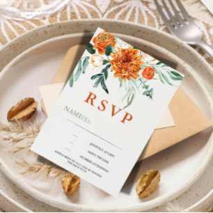 Textured Boho Pampas Grass Wedding RSVP Card