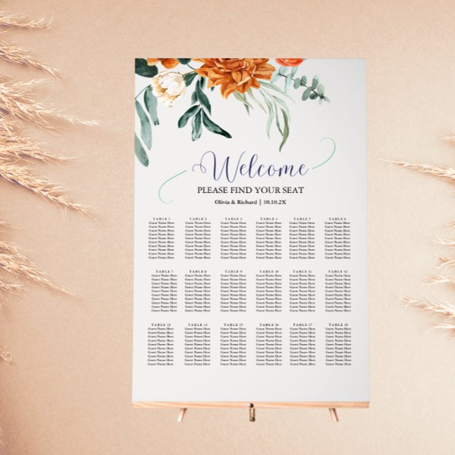 Textured Boho Pampas Grass Wedding Seating Chart  (Creator Uploaded)