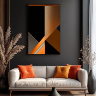 Textured Bronze and Orange Abstract Geometric Canvas Print