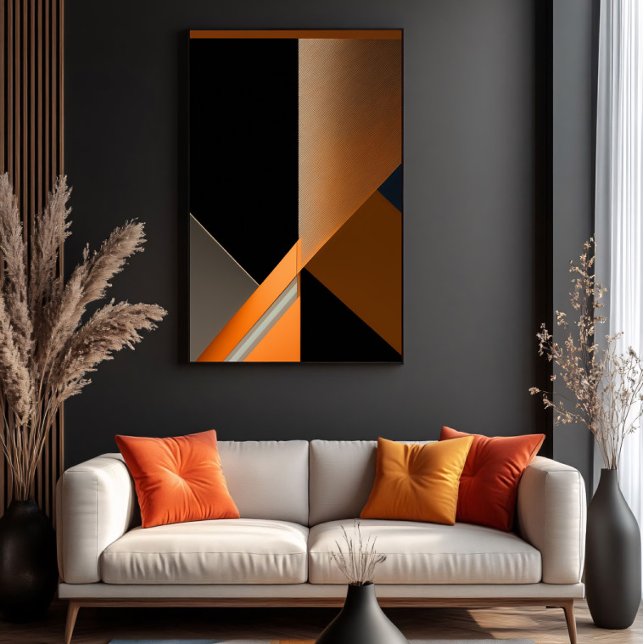 Textured Bronze and Orange Abstract Geometric Canvas Print (Creator Uploaded)