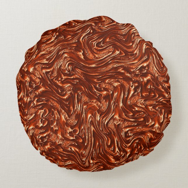 Textured brown terracotta round cushion (Back)