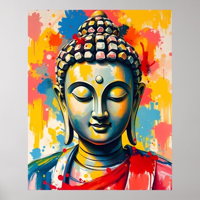 Textured Brushstrokes Abstract Buddha Painting Poster (Front)