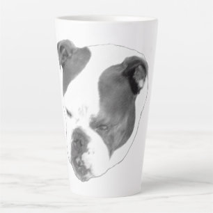 Textured bulldog portrait with bold contrast latte mug