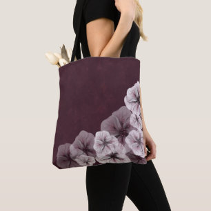 Textured Burgundy with Flowers Tote Bag