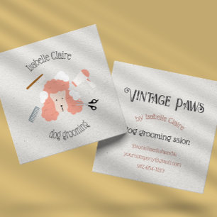 Textured Business Card Vintage Retro Dog Grooming