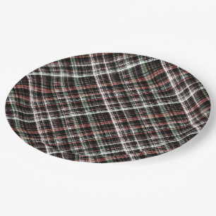 Textured Christmas tartan. Paper Plate