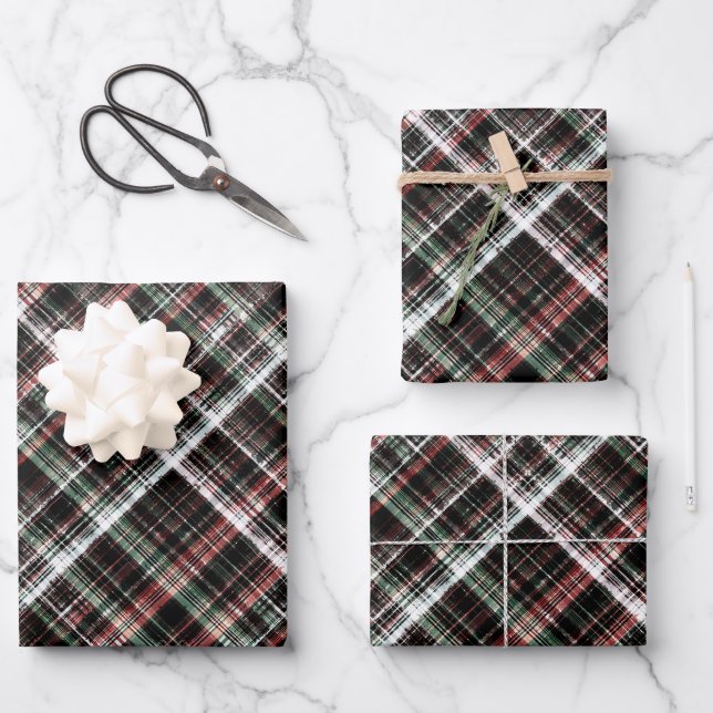 Textured Christmas tartan.  Wrapping Paper Sheet (Front)