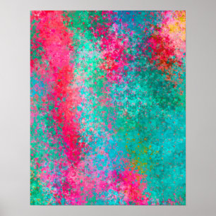 Textured Colourful Abstract Watercolour Painting Poster