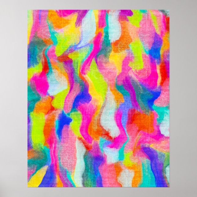 Textured Colourful Abstract Watercolour Painting Poster (Front)