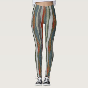 Textured Colourful Herringbone Striped Leggings