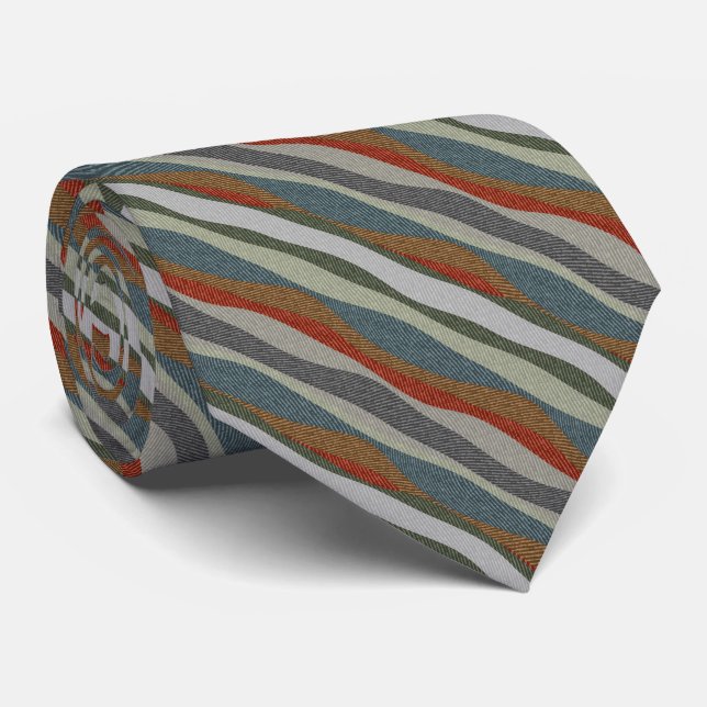 Textured Colourful Herringbone Striped Tie (Rolled)